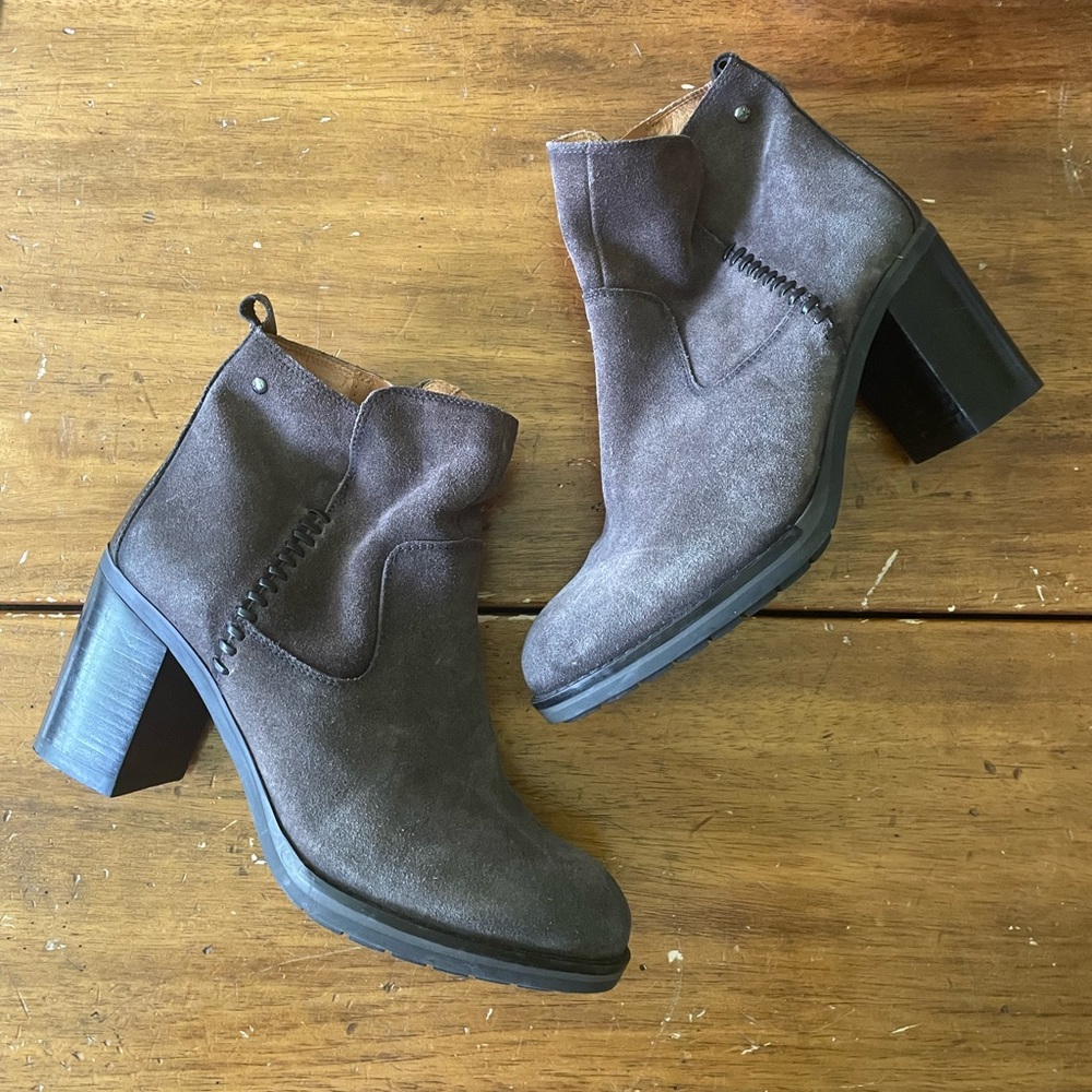 Pikolinos Pompeya Brown Suede Leather Block Heel Ankle Boots Booties Size 40